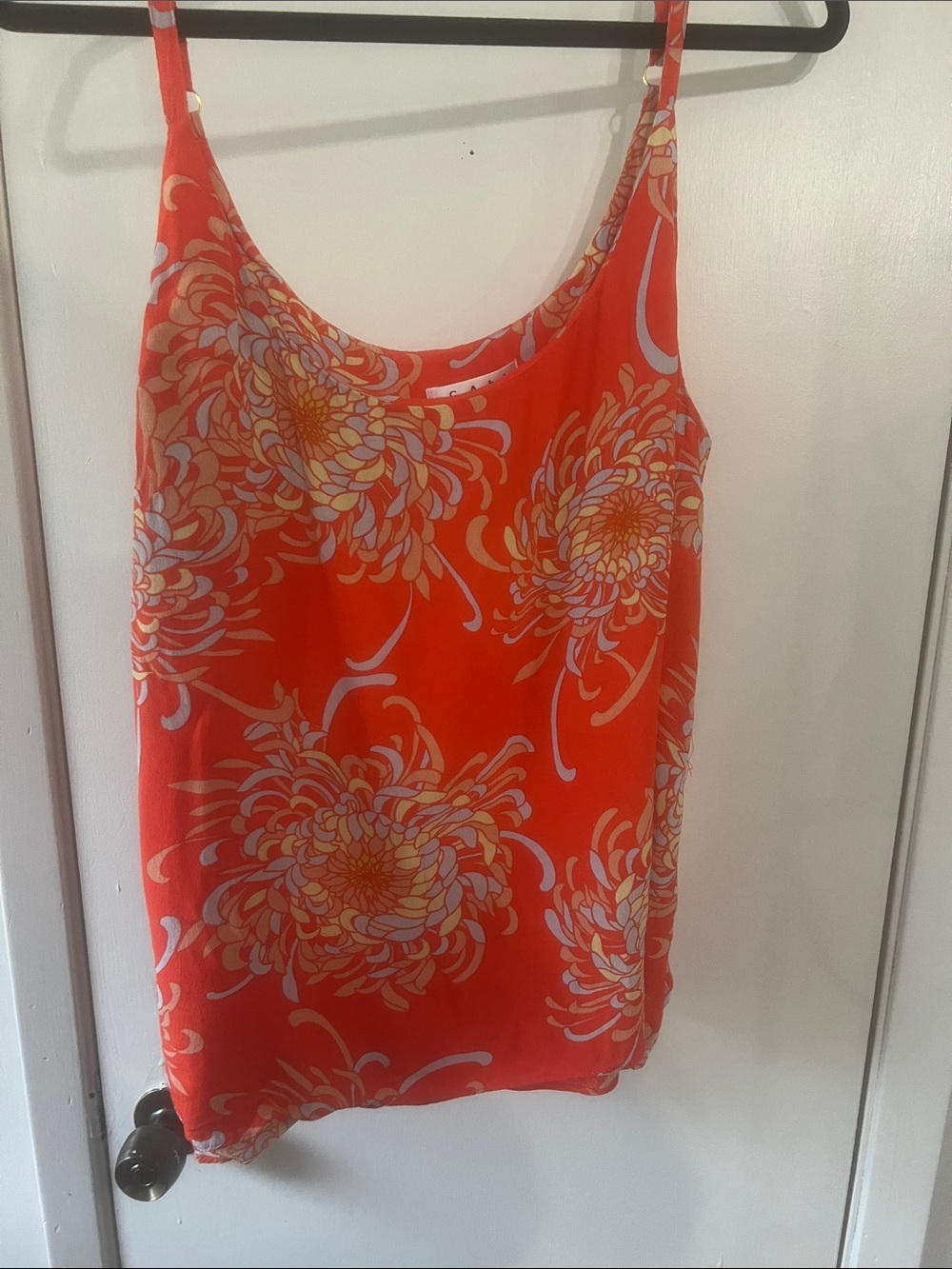 CAbi Orange Floral Scoop-Neck Camisole